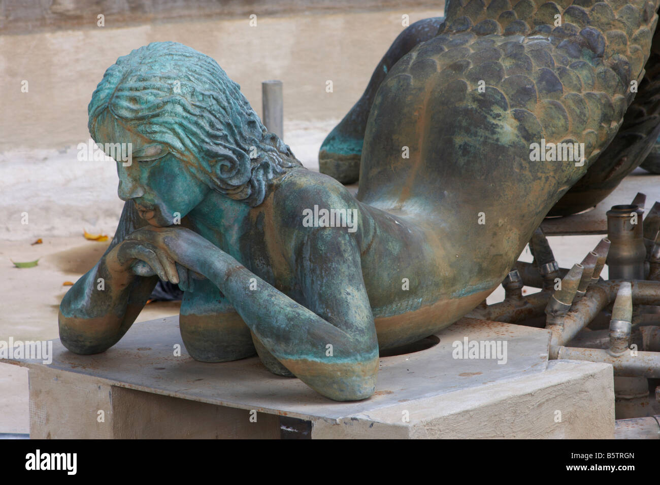 Mermaid in dry fountain in Spain Stock Photo