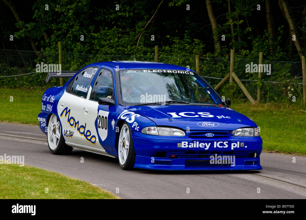 1993 Ford Mondeo S1 BTCC contender with driver Andy Rouse at Goodwood Festival of Speed, Sussex, UK. Stock Photo