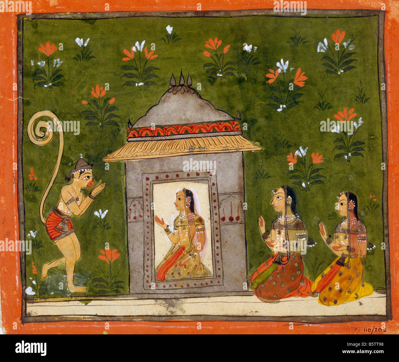 Hanuman before Sita Deccan folk style 17th century. National Museum of New Delhi India 47.114/202 Stock Photo