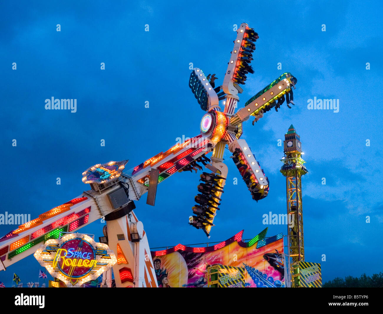The Space Roller ride at the Goose Fair in Nottingham, Nottinghamshire  England UK Stock Photo - Alamy