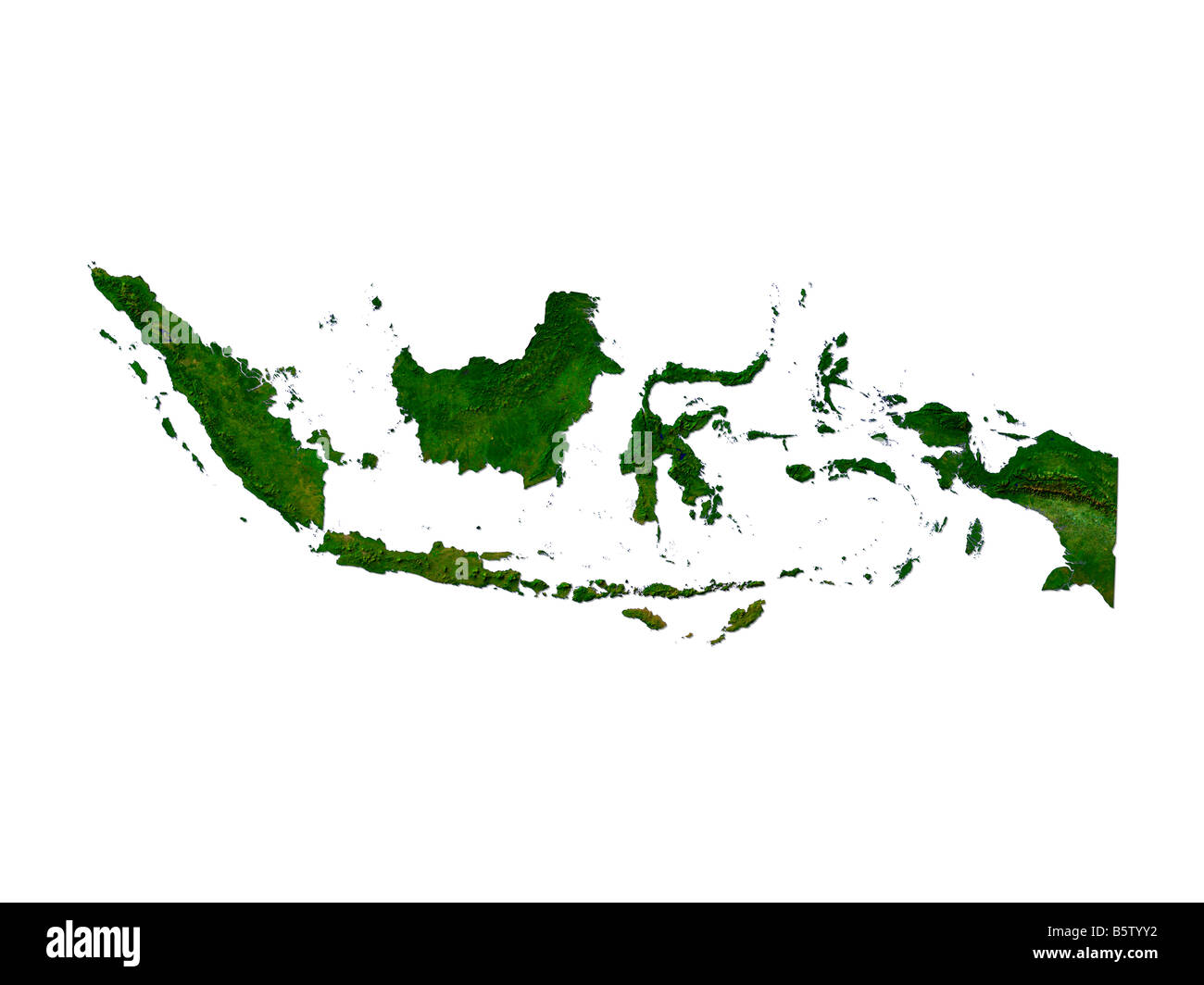 Satellite Image Of Indonesia Isolated On White Background Stock Photo