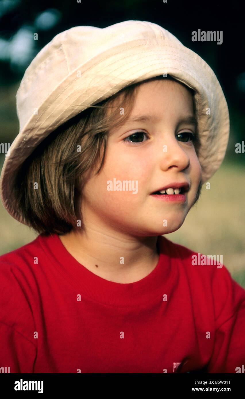 Portrait of a little girl in hat Stock Photo - Alamy