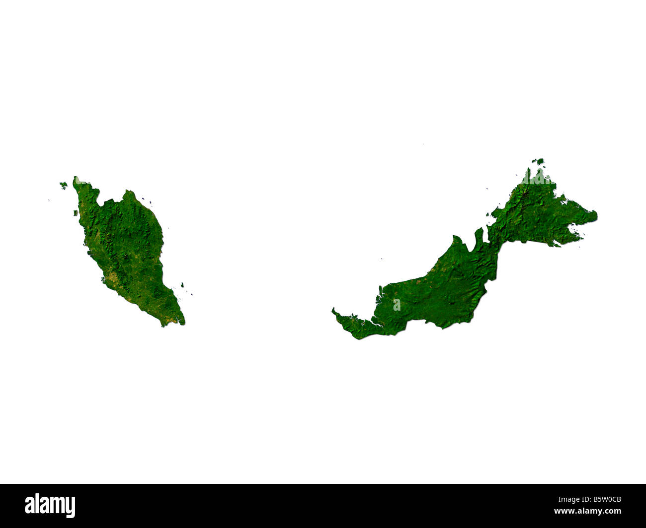Satellite Image Of Malaysia Isolated On White Background Stock Photo