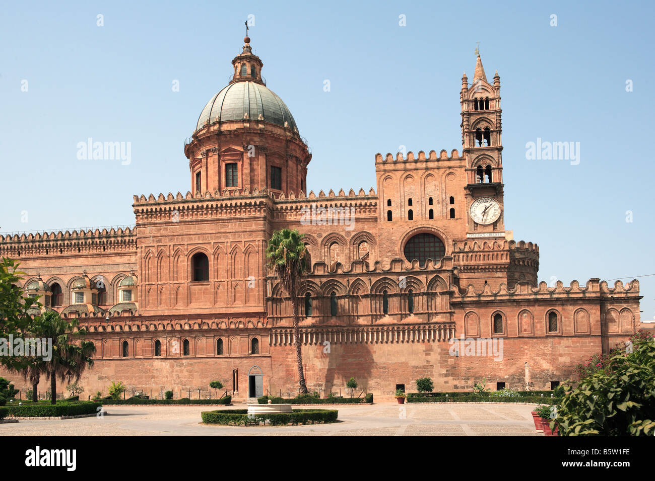 Palermo Cathedral with 12th century Norman clock tower, Palermo, Sicily Stock Photo