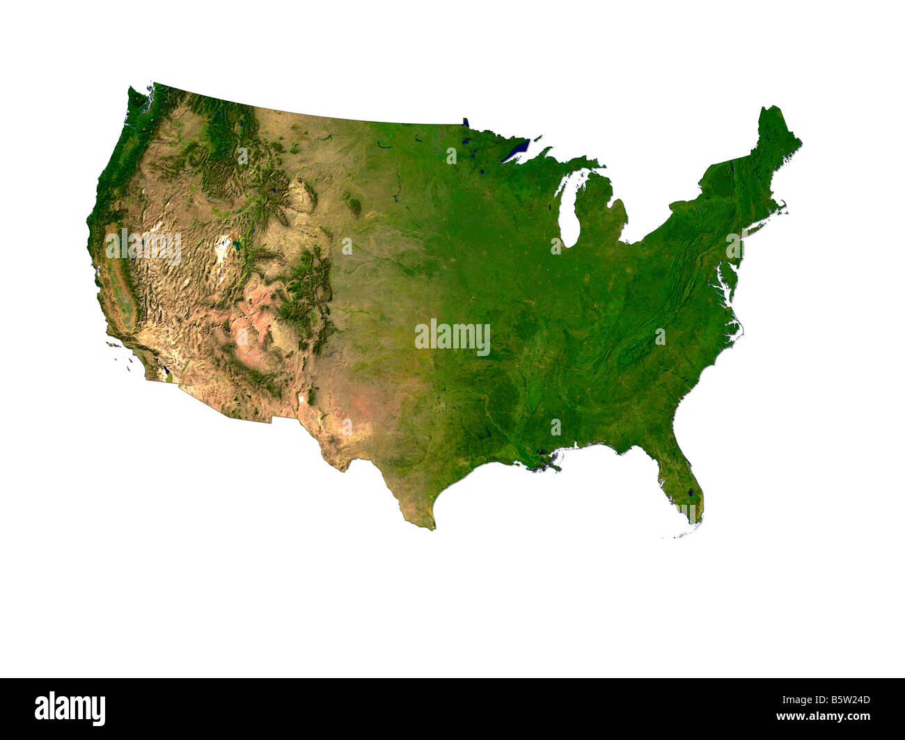 Satellite Image Of The United States Of America Isolated On White Background Stock Photo