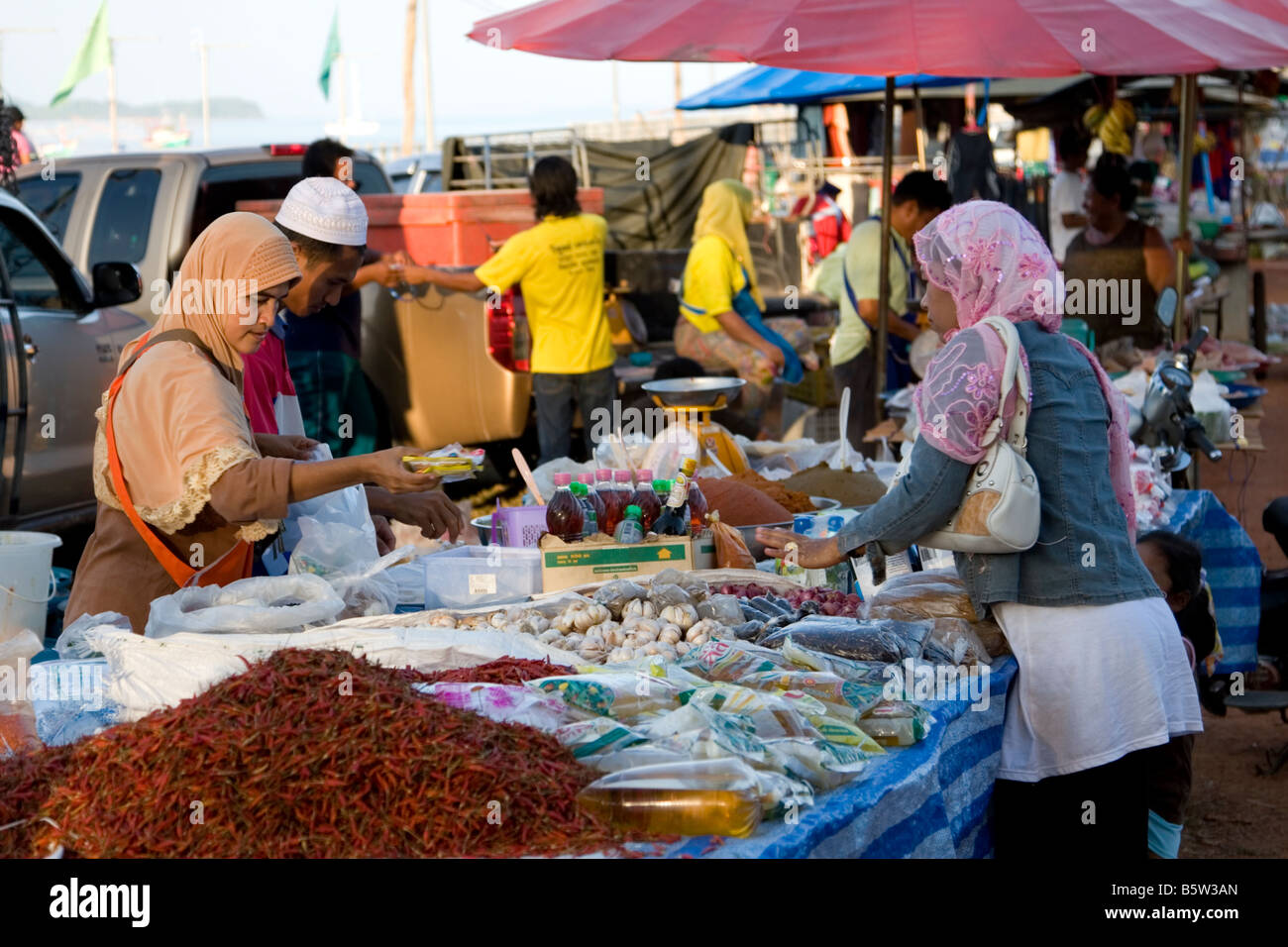 Market in Ko Lanta, southern Thailand. Stock Photo