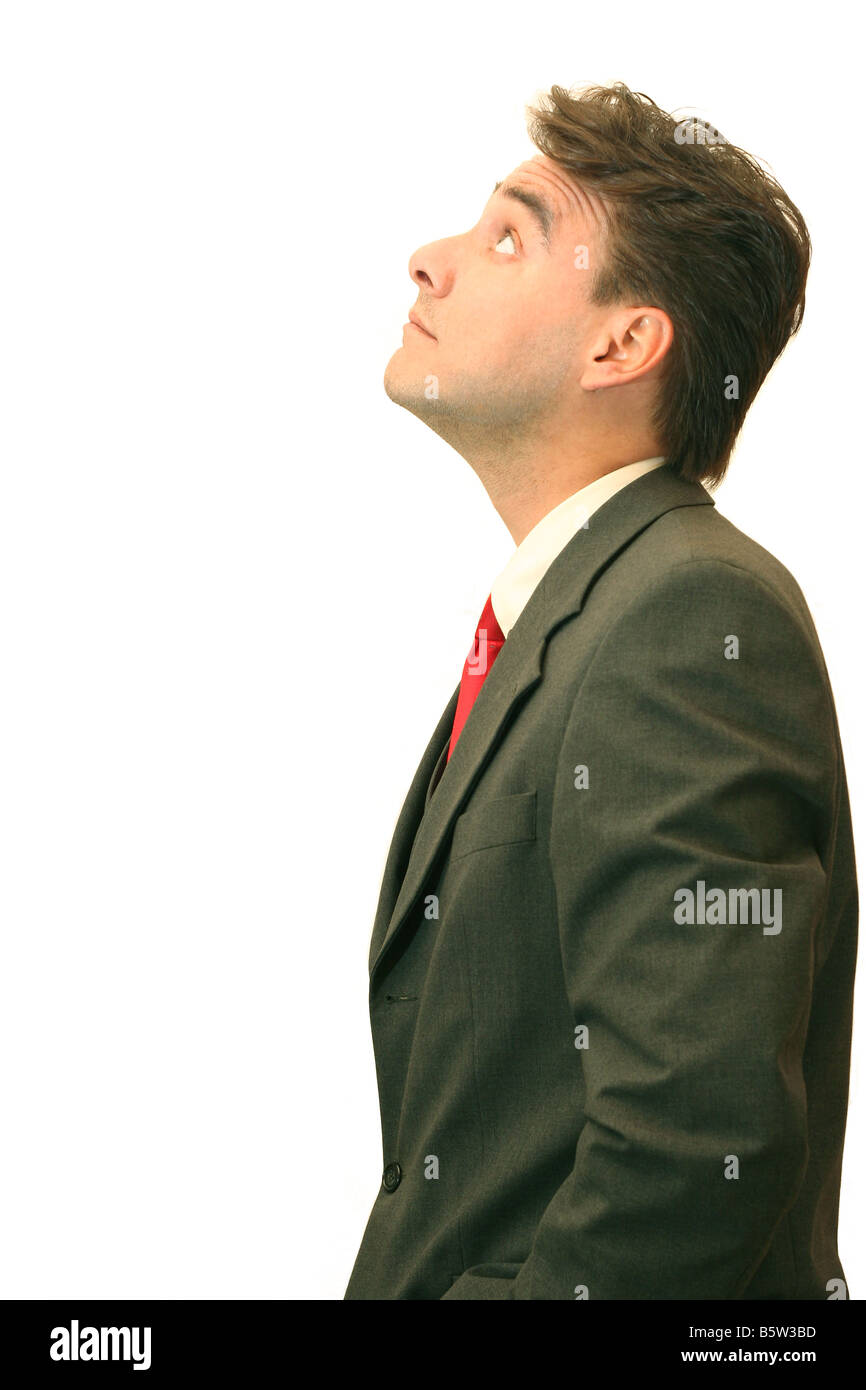 Businessman looking up Stock Photo