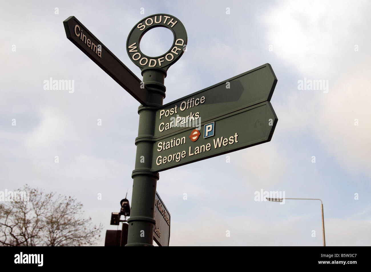 Signpost South Woodford London Essex George Lane Stock Photo