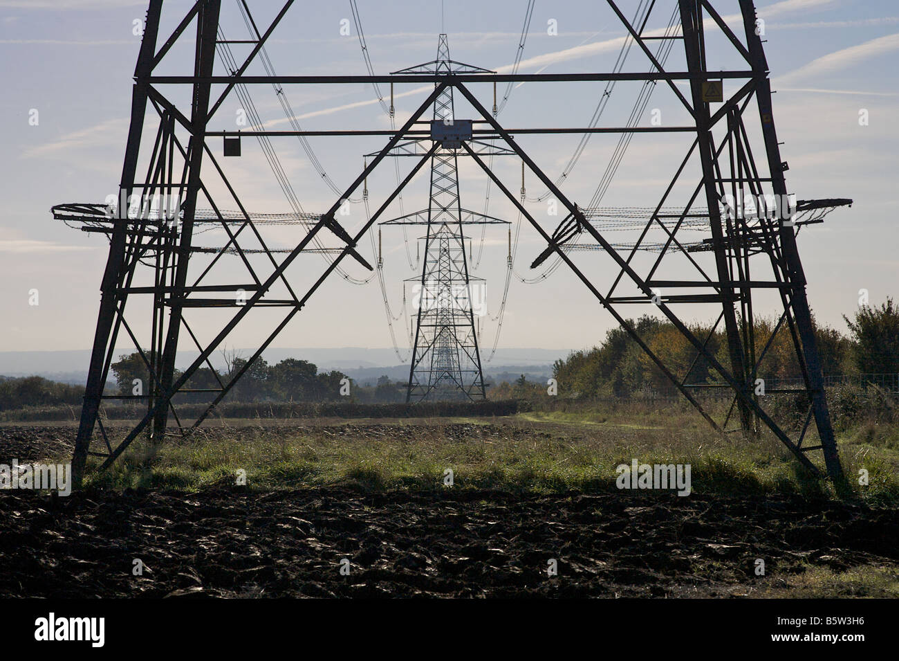 Electricity pylons in the English countryside Stock Photo - Alamy