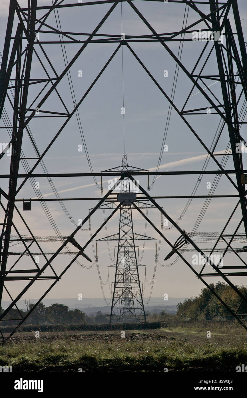 Electricity pylons in the English countryside Stock Photo - Alamy