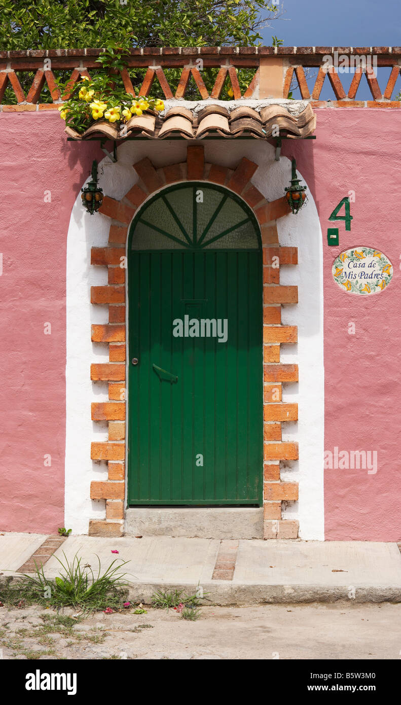 The decorative door of a residence in Ajijic Mexico Stock Photo