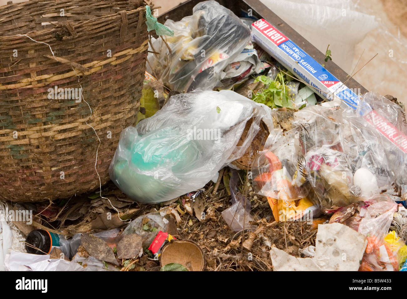 Garbage collected from houses in Chennai, Tamil Nadu, India Stock Photo