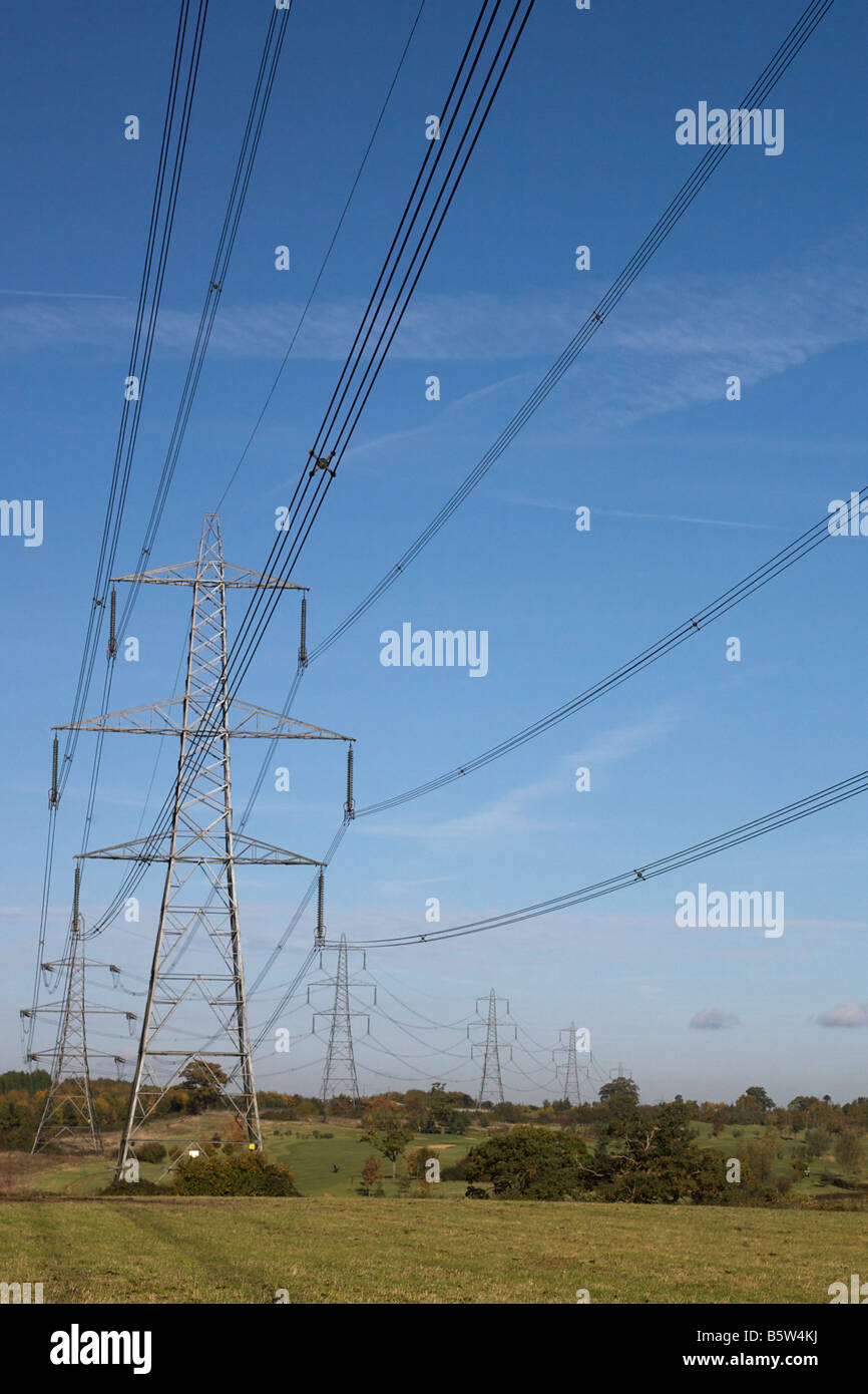 Electricity pylons in the English countryside Stock Photo - Alamy