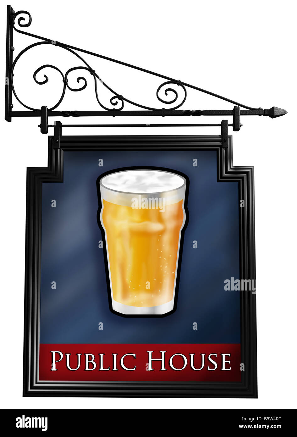 Illustration of an isolated antique style pub sign Stock Photo