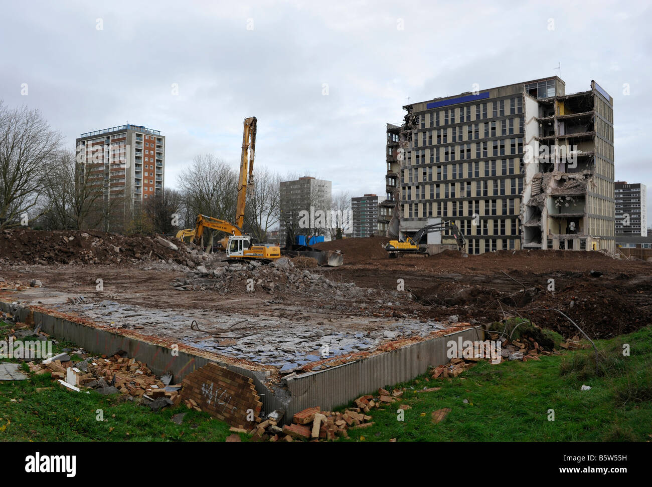 Partly demolished tower blocks in Birmingham West Midlands England UK Stock Photo