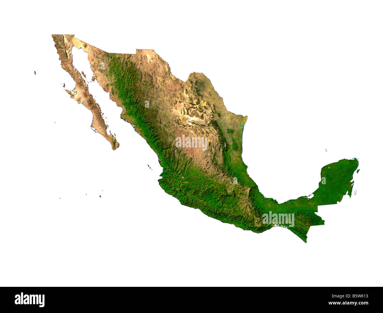 Satellite Image Of Mexico Isolated On White Background Stock Photo - Alamy