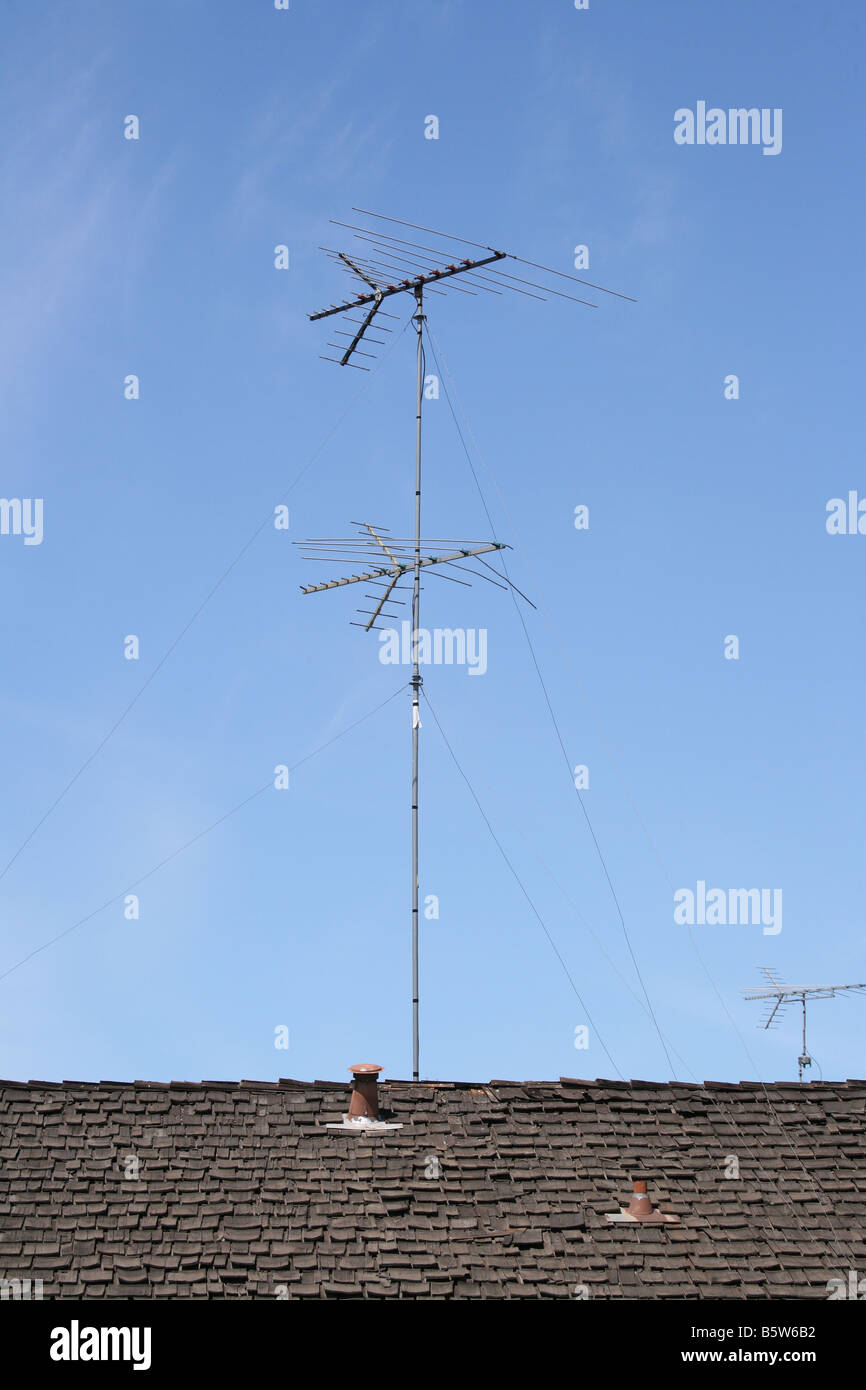 Television Antenna on Roof Stock Photo Alamy