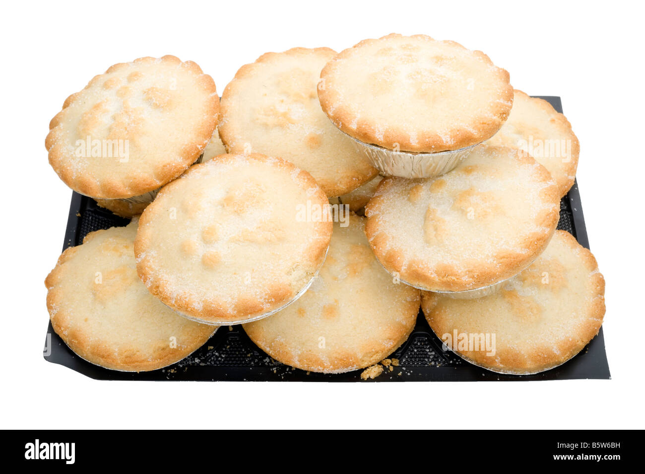Pile of mince pies on a black plastic tray Stock Photo - Alamy