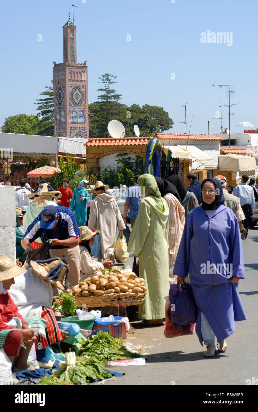 Berber market, Souk Tangiers Fruit and vegetable Market. Morocco North Africa. Stock Photo