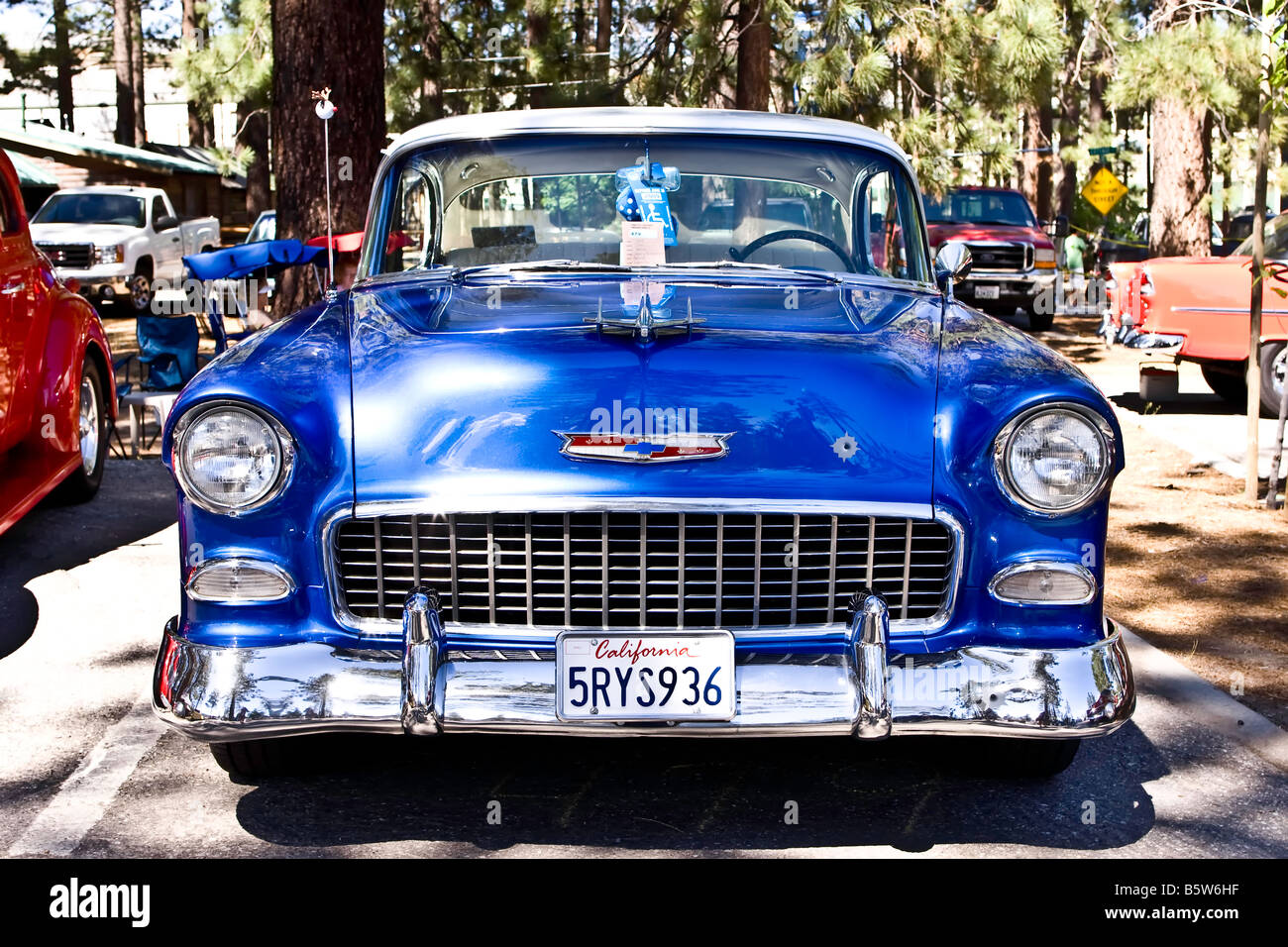 Metallic blue and white 1955 Chevrolet Bel Air coupe Stock Photo - Alamy