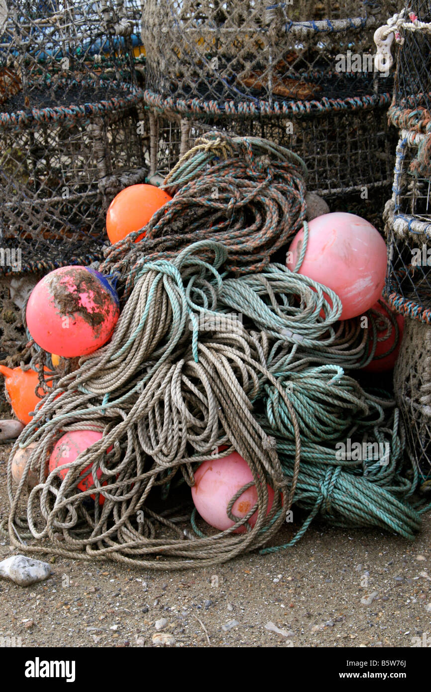 Fiishing Rakes Buoys and fiishing equipment Stock Photo - Alamy