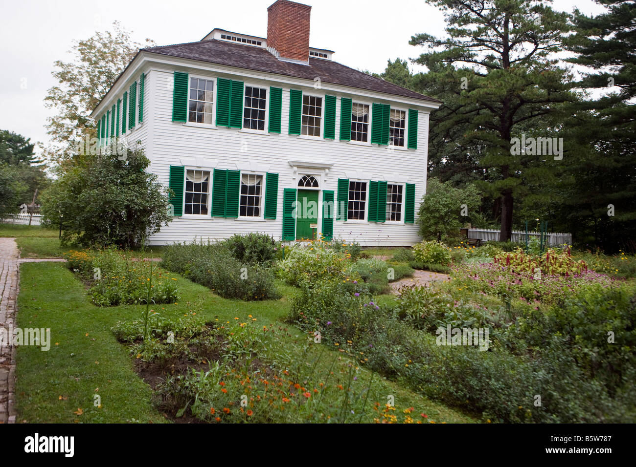 Gardens line the side of the Salem Towne house, Old Sturbridge Village