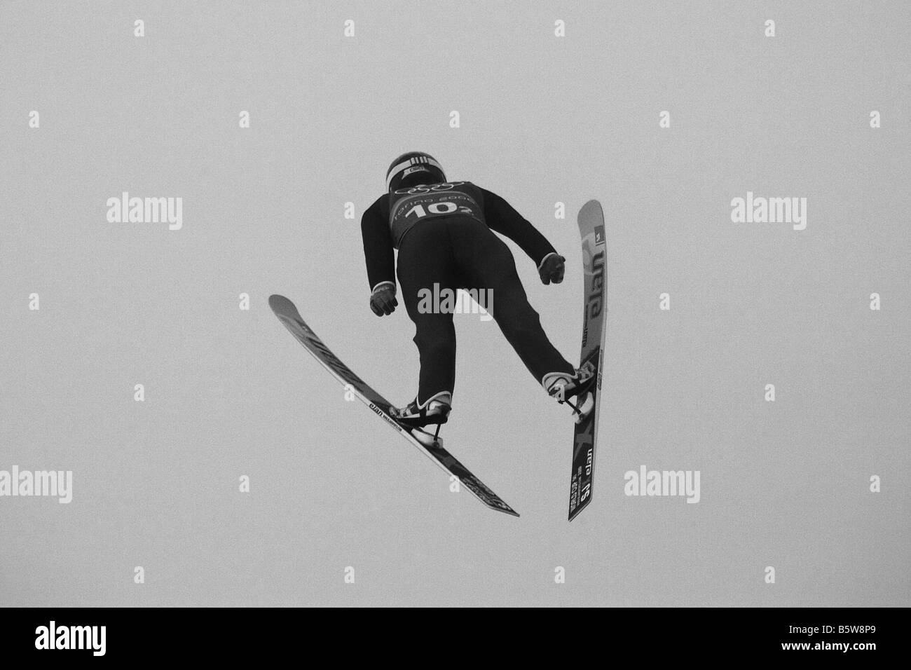 Ski Jumper in action Stock Photo