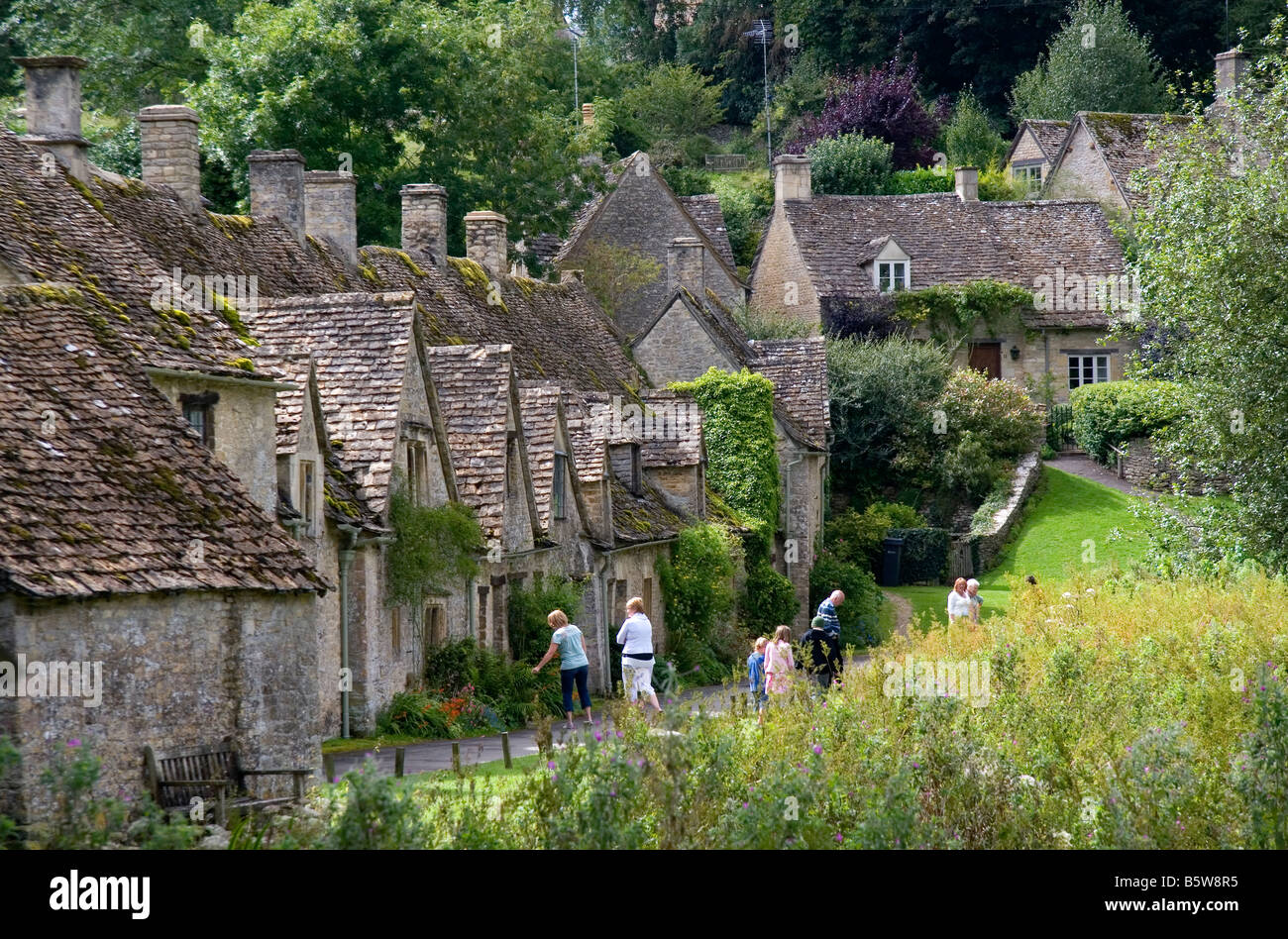 Cotswold stone cottages in the village of Bibury Gloucestershire England Stock Photo