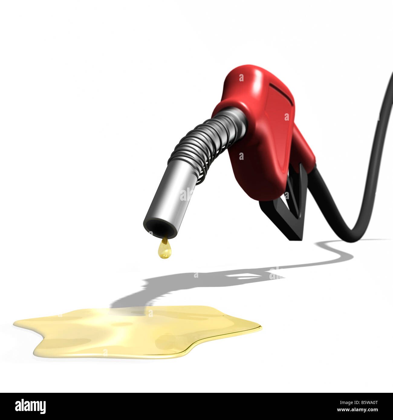 Last drops of gasoline coming out of a gas station nozzle Isolated illustration on white background Stock Photo