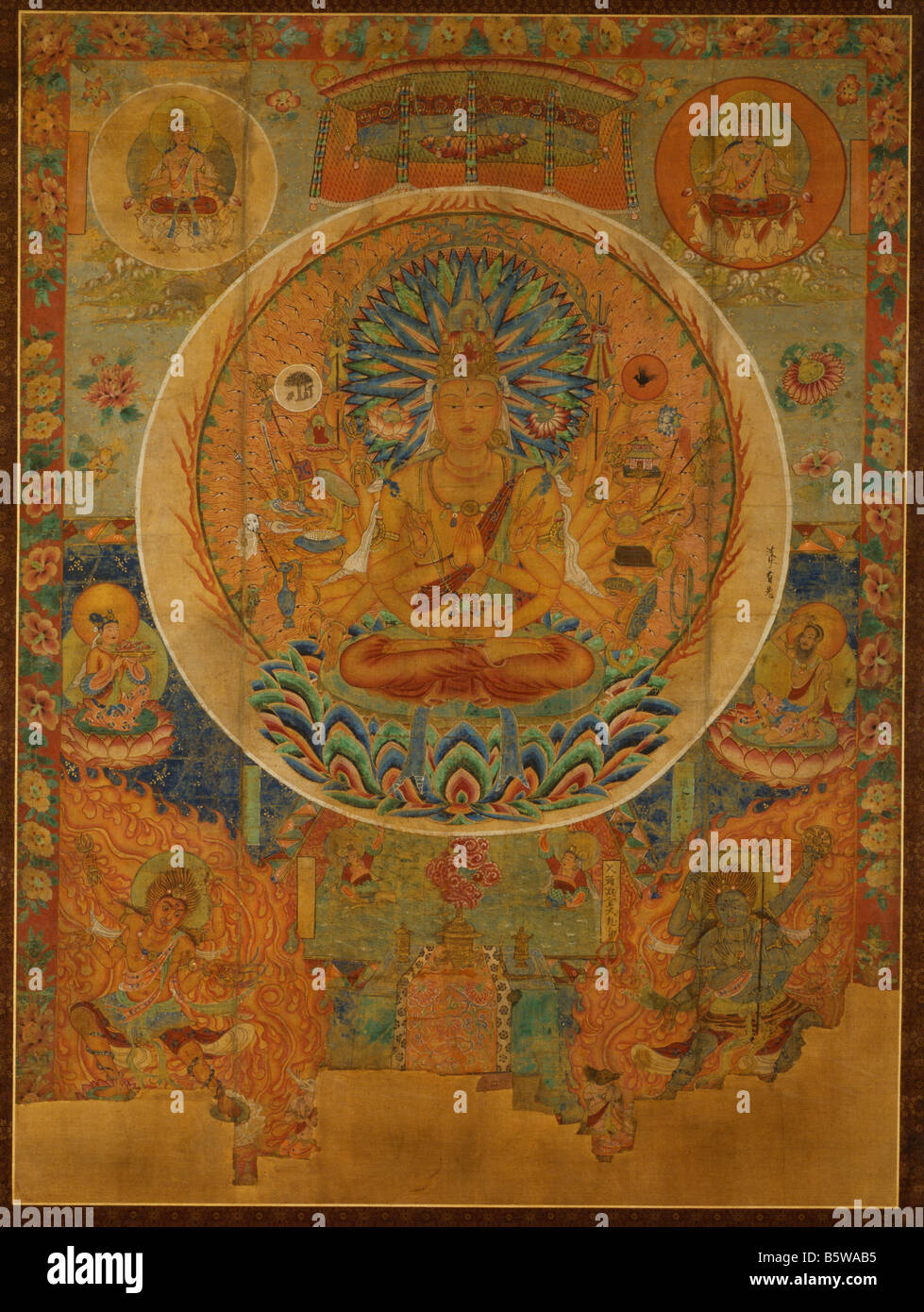 Avalokitesvara silk banner. Repainted. Tun huang. 7-8th century. National Museum of New Delhi India 64.4 x 48 cm Stock Photo