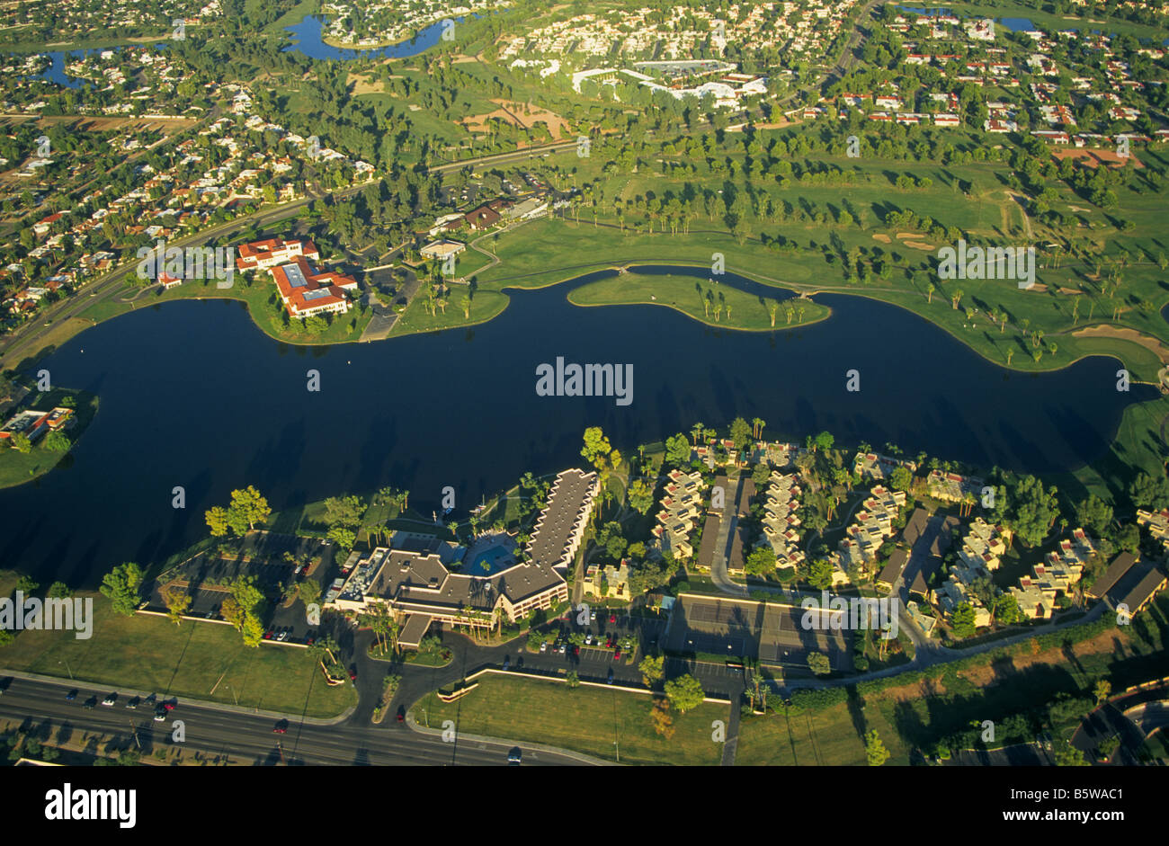 An aerial view of an upscale residential area in Scottsdale in Phoenix ... - Upscale Residential Areas