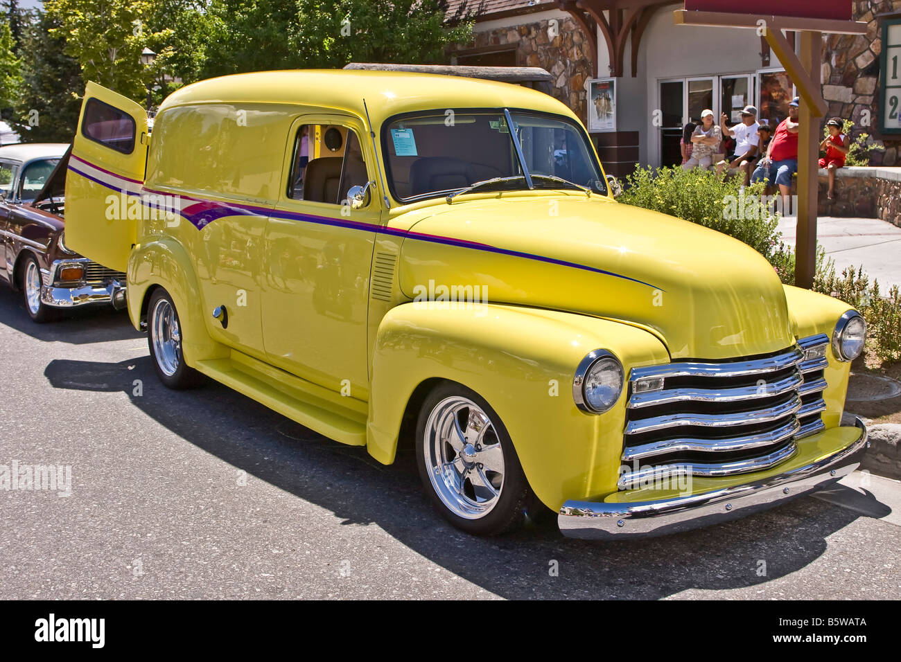 Yellow 1951 Chevrolet panel van Stock Photo - Alamy