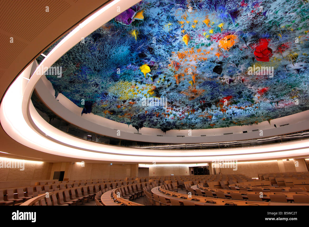Ceiling sculpture in the Human Rights and Alliance of Civilizations Chamber, Palais des Nations, Geneva, Switzerland Stock Photo