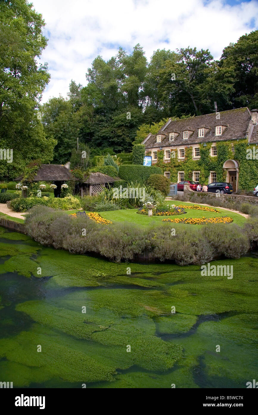 Trout farm in the village of Bibury Gloucestershire England Stock Photo