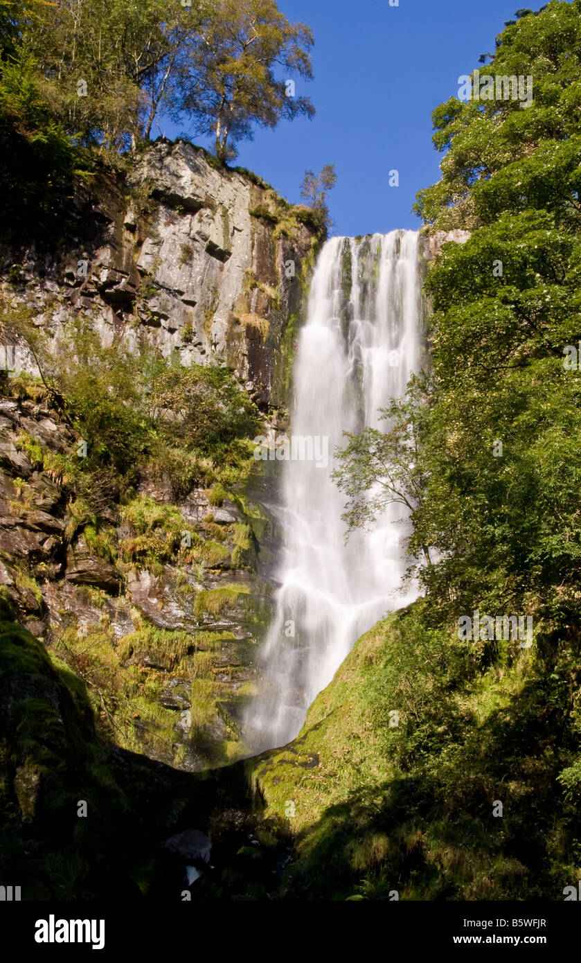 Pistyll Rhaeadr Waterfall, Powys, Wales - UK's largest falls Stock Photo