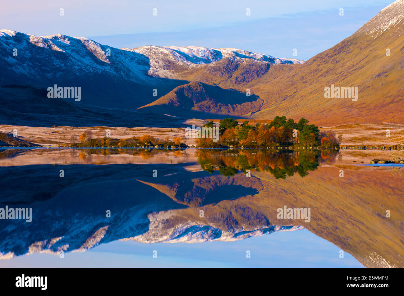 Reflections at dawn in Loch Tulla rannoch moor highlands scotland Stock Photo