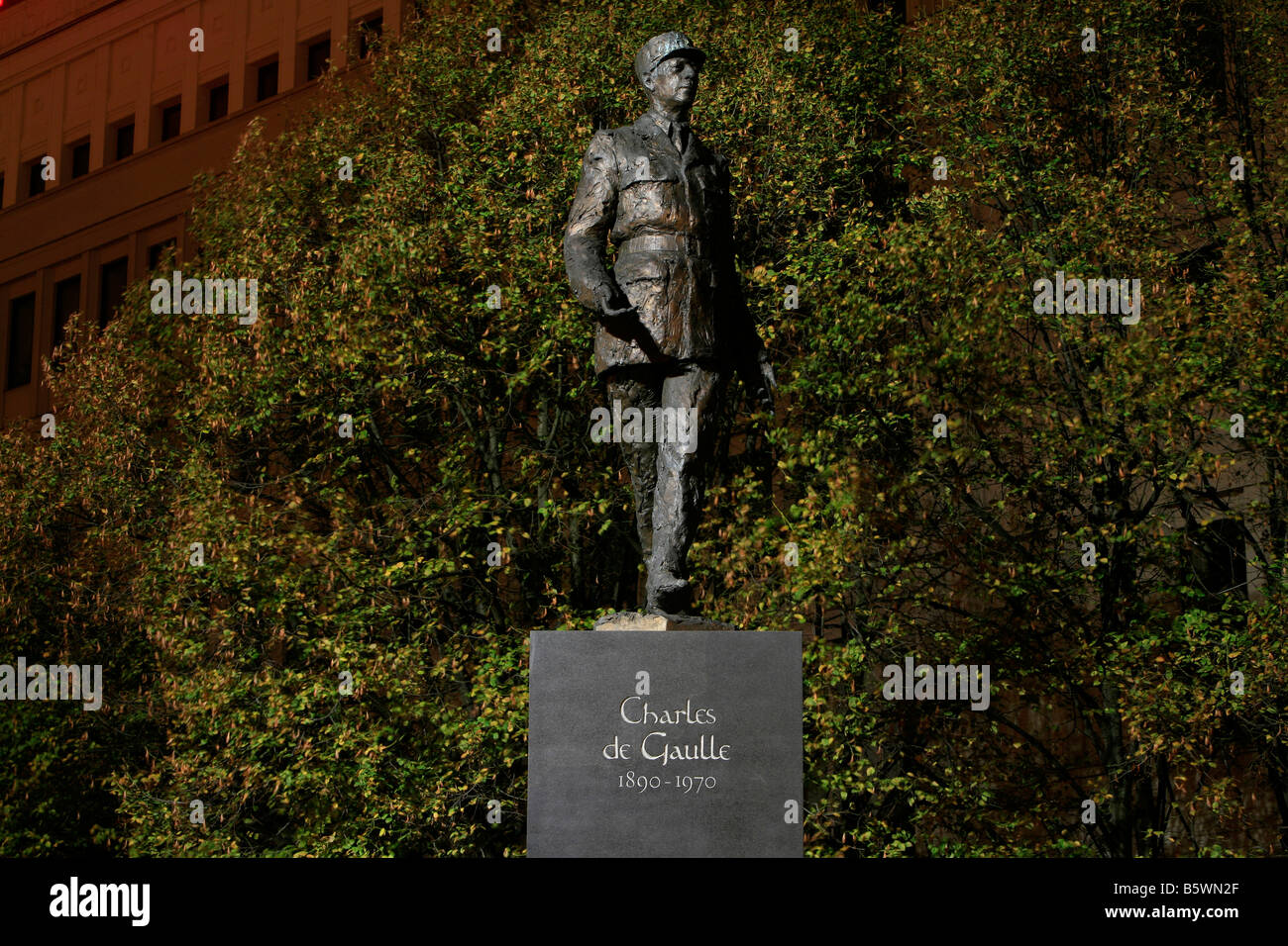 Statue of Charles de Gaulle in Warsaw, Poland Stock Photo