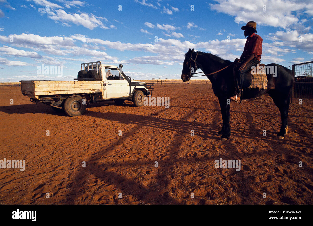 Aboriginal stockman, outback Australia Stock Photo