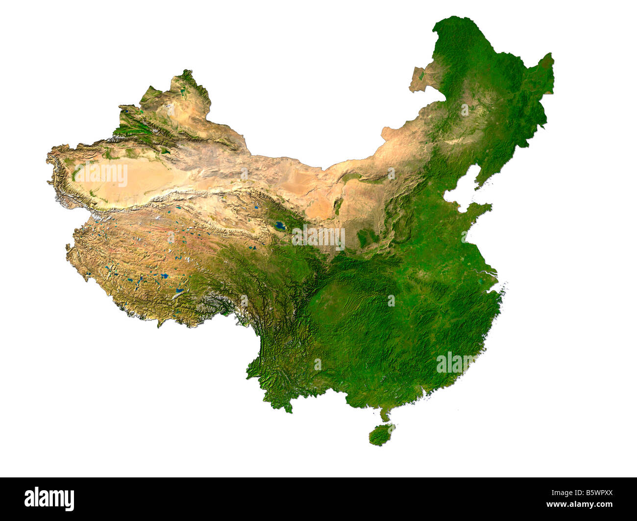 Satellite Image Of China Isolated On White Background Stock Photo