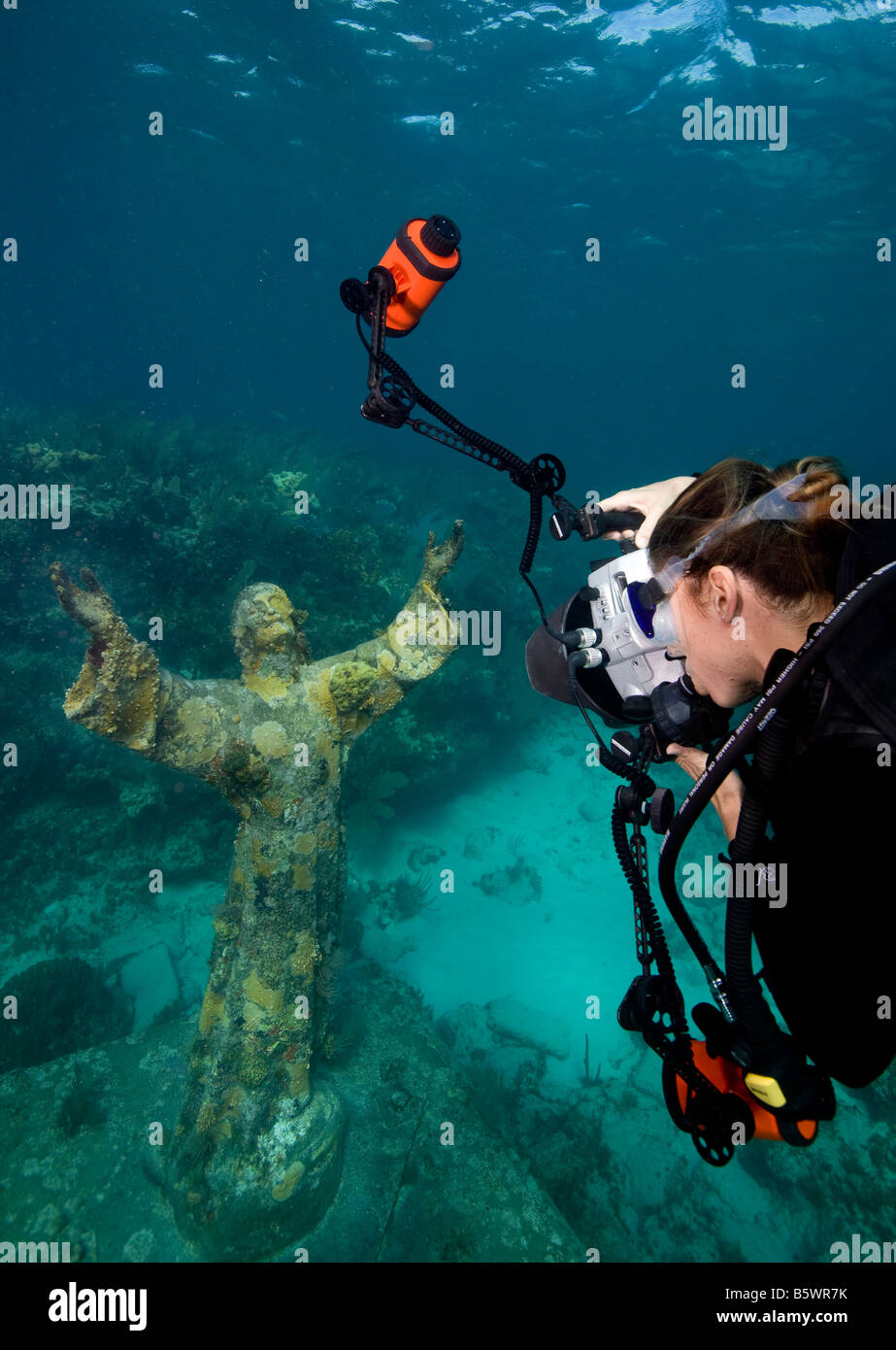 Photographer and Statue of Christ of the Abyss, Key Largo, Florida Stock Photo Alamy