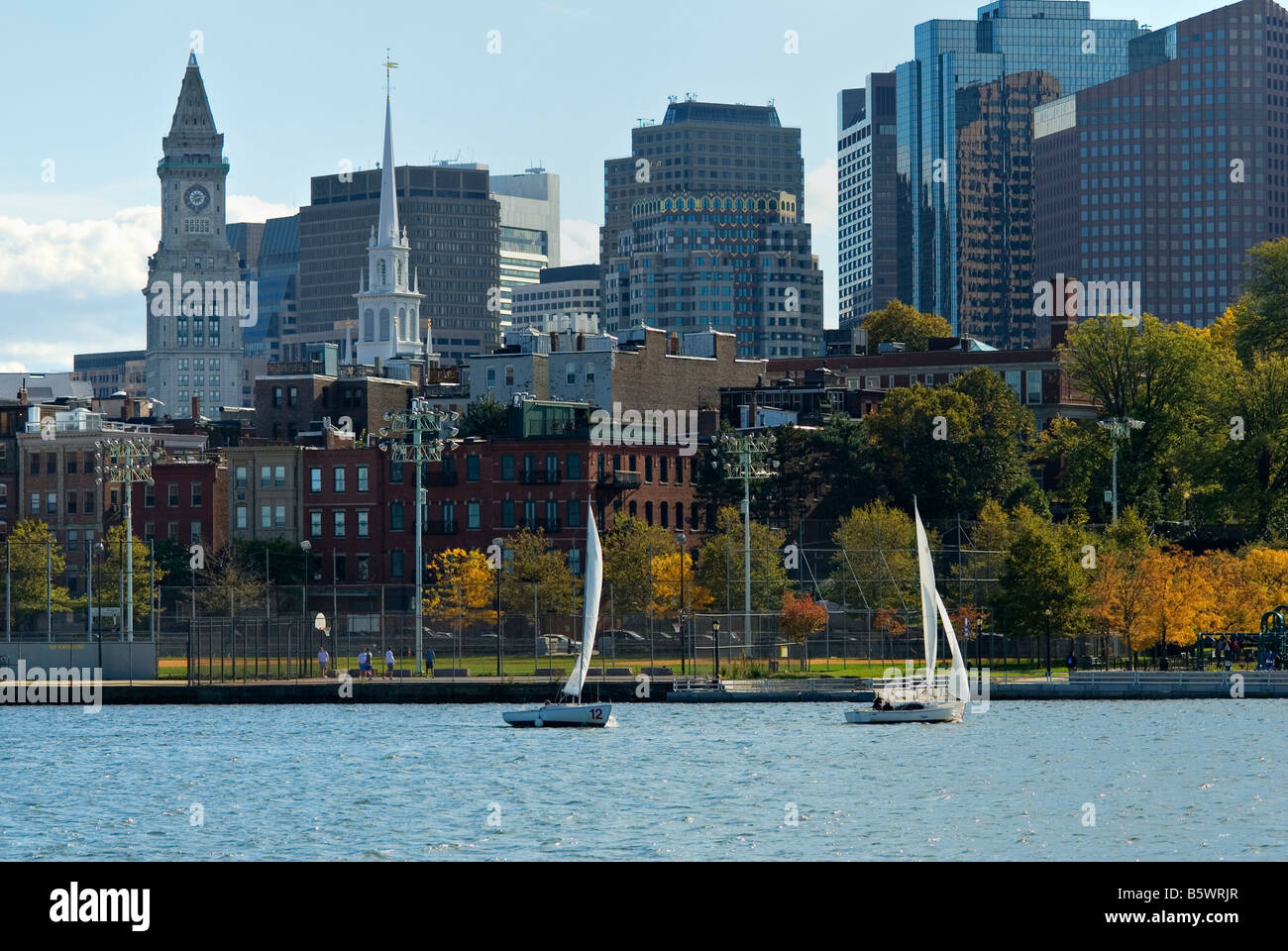 Boston Harbor Waterfront, Financial District and the North End of Downtown Boston, USA Stock Photo