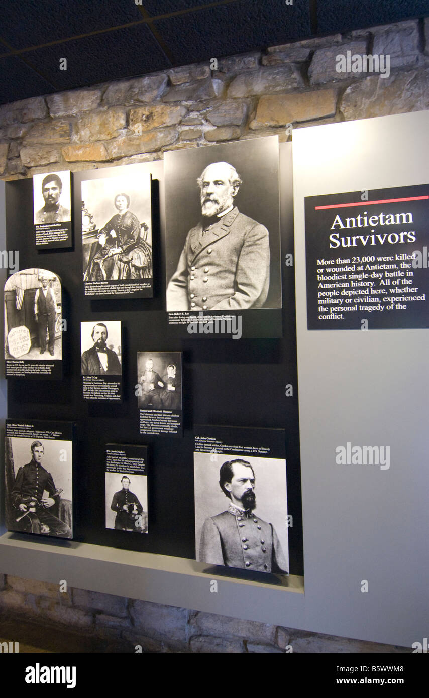 Survivors exhibit at Antietam National Battlefield, Maryland Stock Photo
