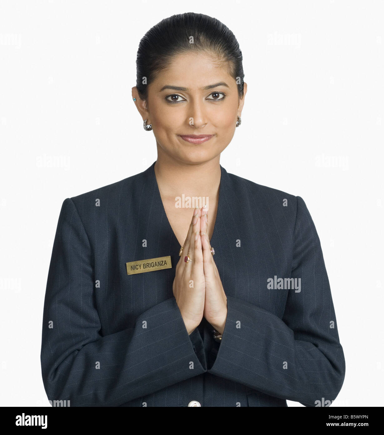 Air Hostess Holding A Tray Stock Photo Alamy