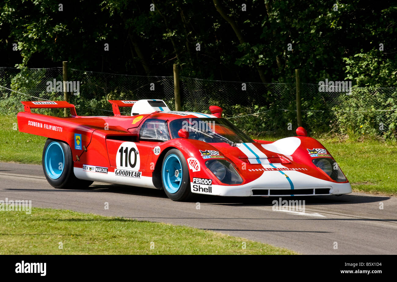 1969 Ferrari 512M Le Mans racer with driver Adrian Newey at Goodwood Festival of Speed, Sussex, UK. Stock Photo