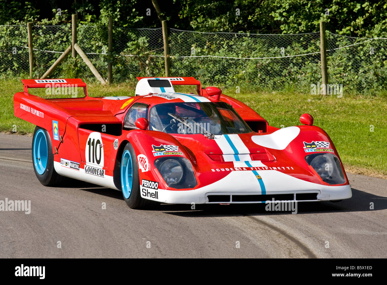 1969 Ferrari 512M Le Mans racer with driver Adrian Newey at Goodwood Festival of Speed, Sussex, UK. Stock Photo