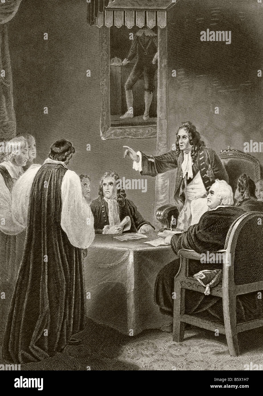 king-james-ii-of-england-facing-bishops-in-the-privy-council-1688-stock