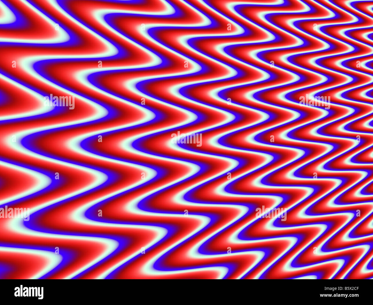 Psychedelic background with red white and blue ripples Fractal with smooth gradients between the three colors Stock Photo