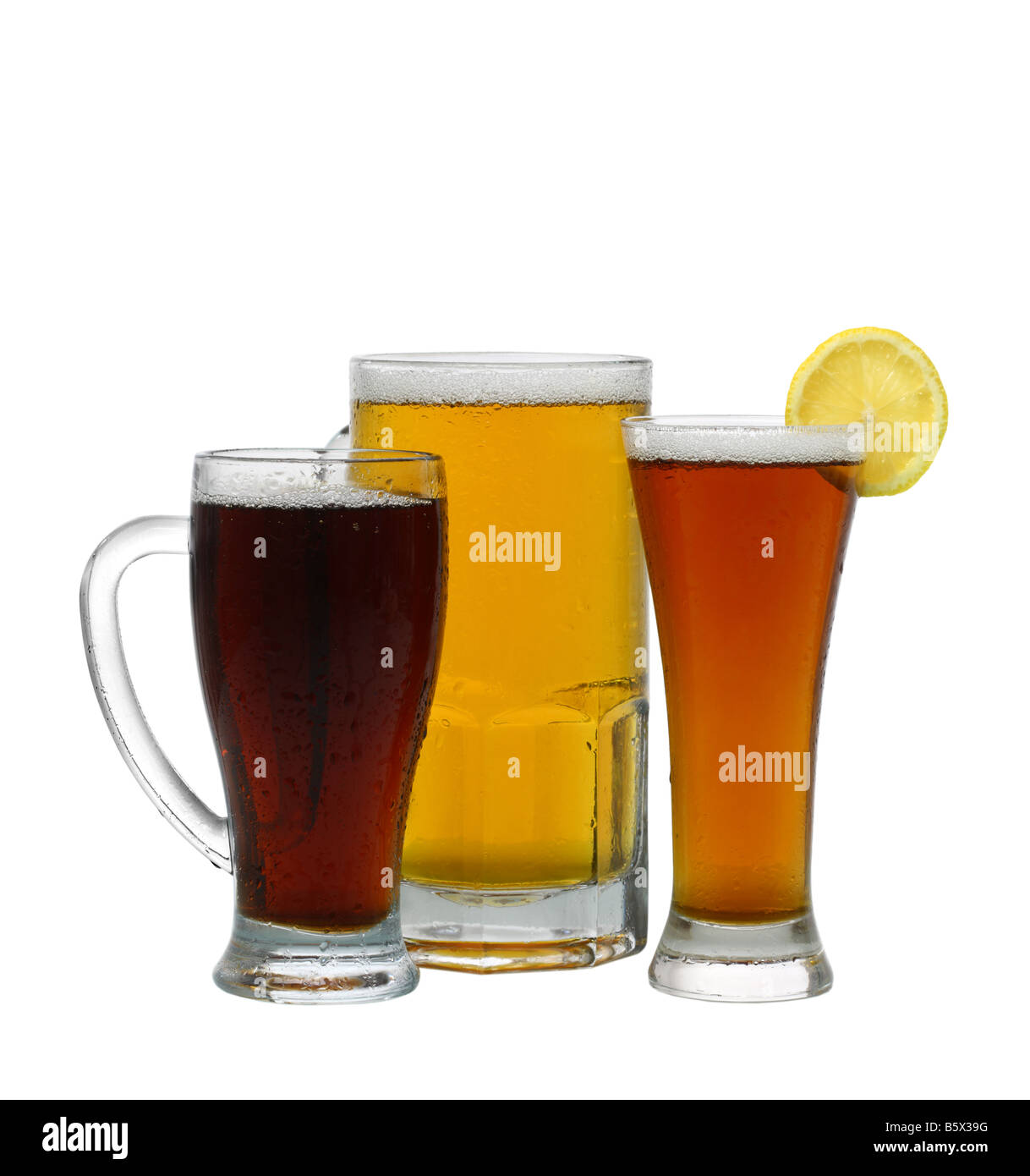 Assortment of beer cutout isolated on white background Stock Photo