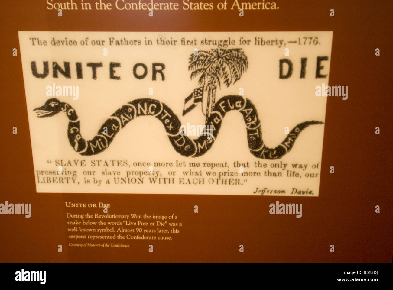 Serpent symbol representing the Confederate cause during the United States Civil War Stock Photo
