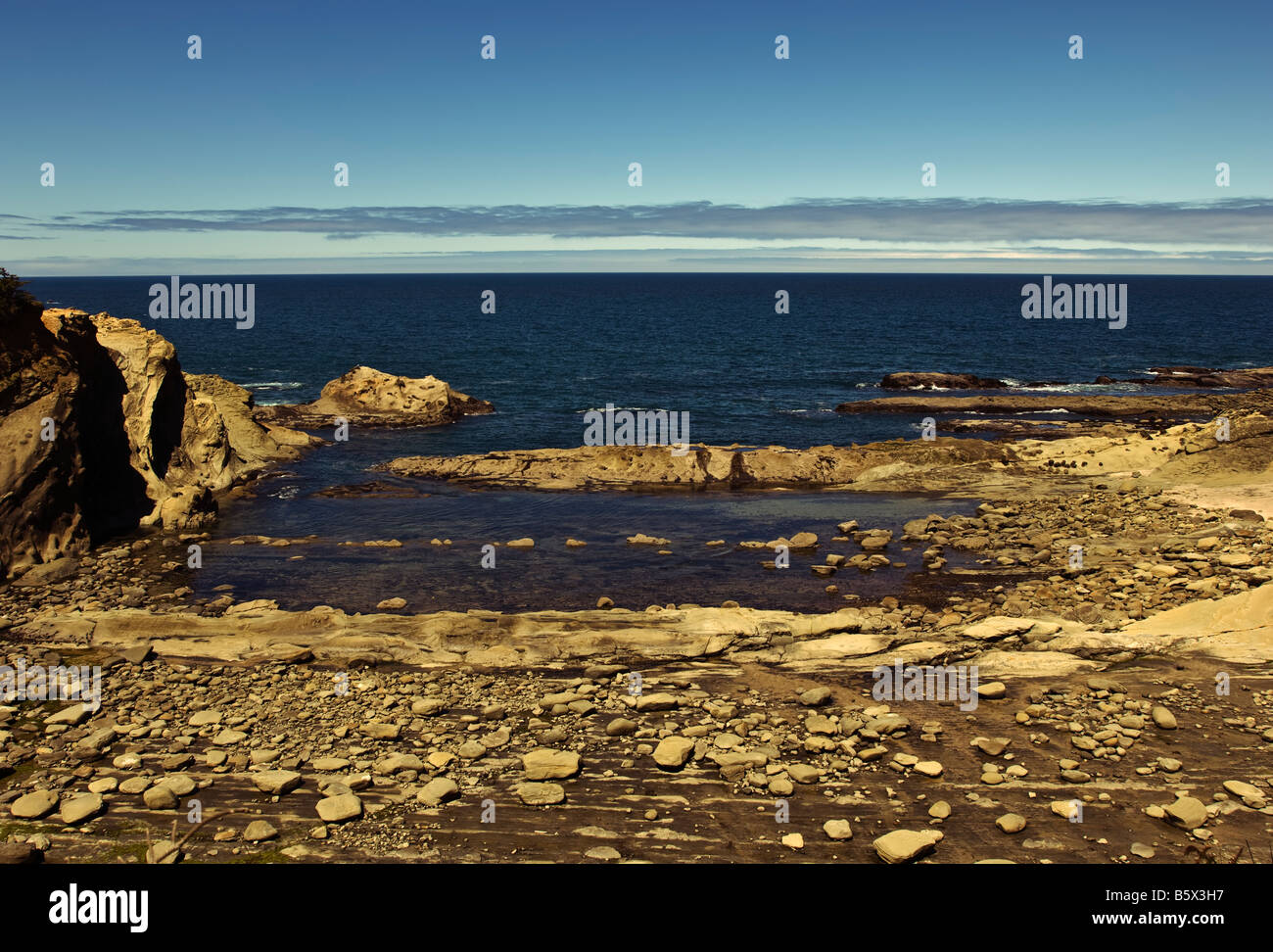 calm ocean beach along oregon pacific coast Stock Photo